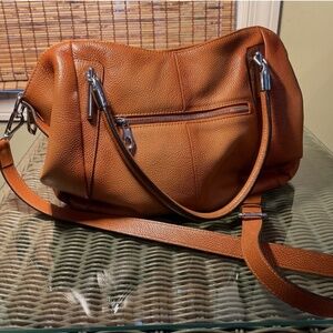 HESHE 100% leather shoulder bag brown Nice